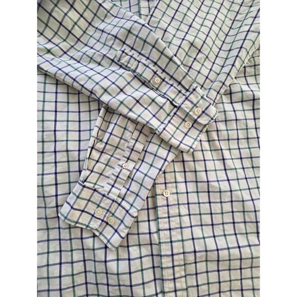 Faconnable XL Blue Green Plaid Shirt 100% Cotton Designer Albert Goldberg - Picture 6 of 9